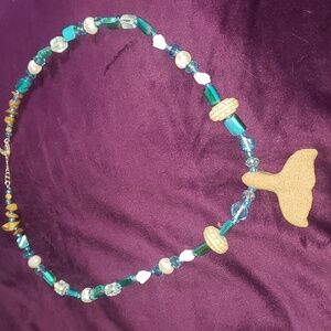 Pearl mother of Pearl glass necklace w/sand pendent